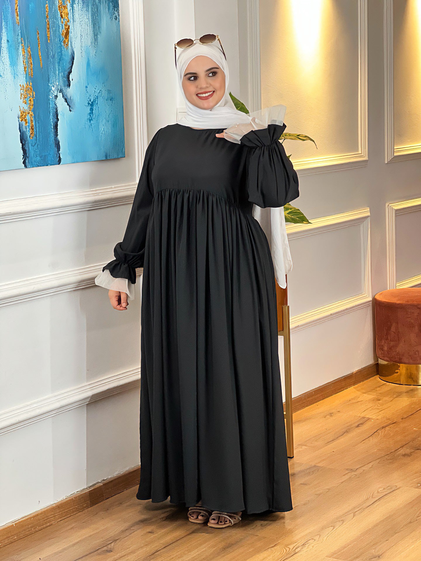 Robe Élégante avec Manches en Tulle