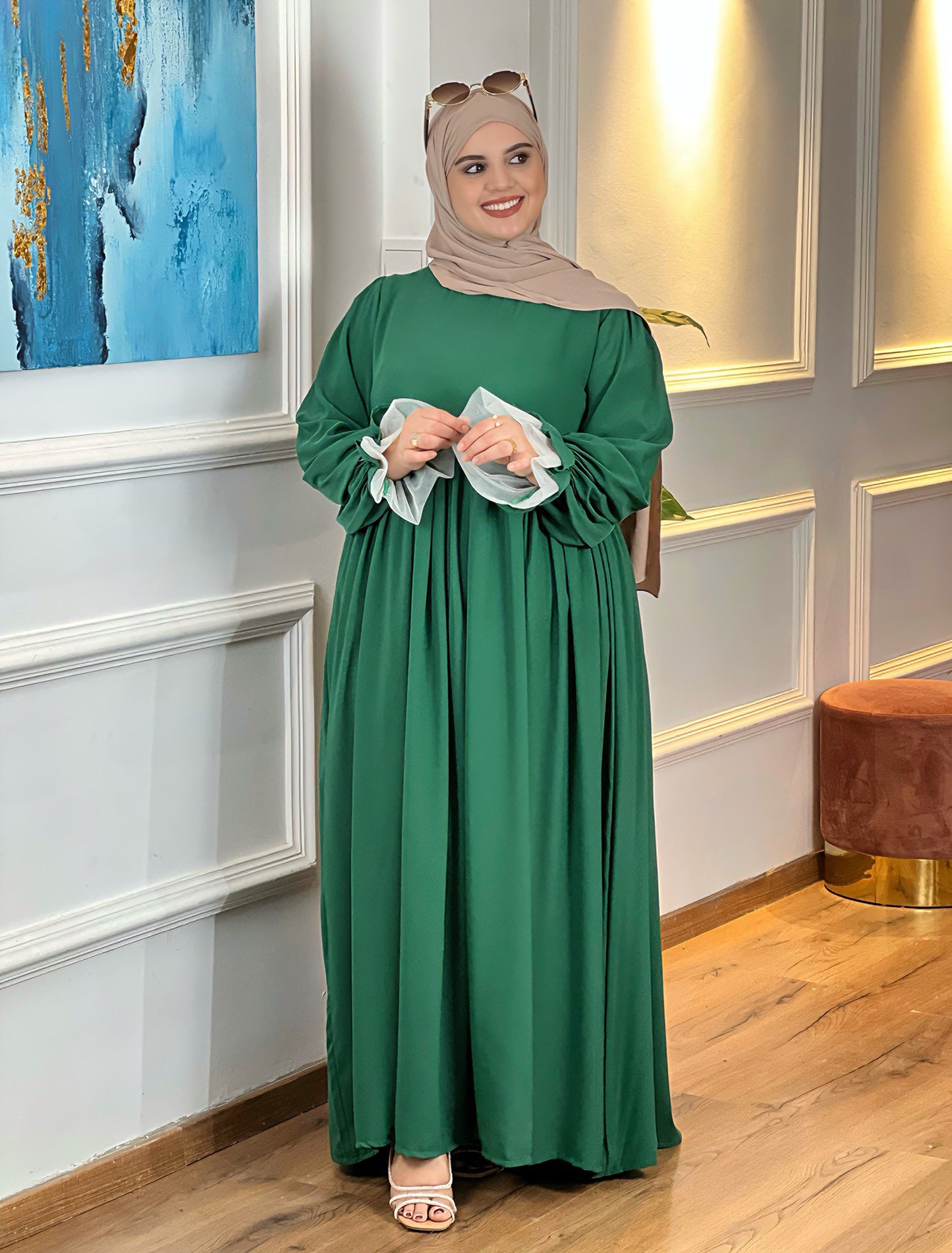 Robe Élégante avec Manches en Tulle